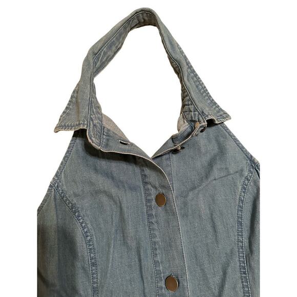 Free People Movement Women’s Sami Button Front Chambray Halter Mini Dress Size L - Picture 7 of 10